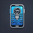 Tech-themed logo with a smartphone and light bulb symbolizing mobile tips and tricks